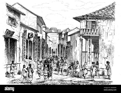 Street In China 19th Century Illustration This Street Is In Canton