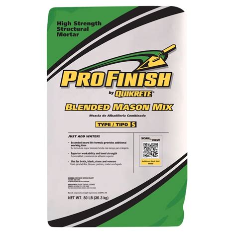 Quikrete Profinish 80 Lb Gray Type S Mortar Mix In The Mortar Mix