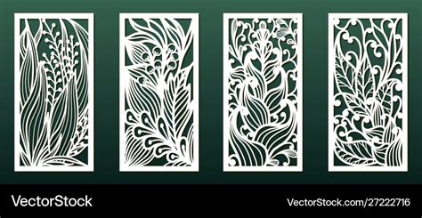 Laser Cutting Templates With Floral Pattern Set Vector Image