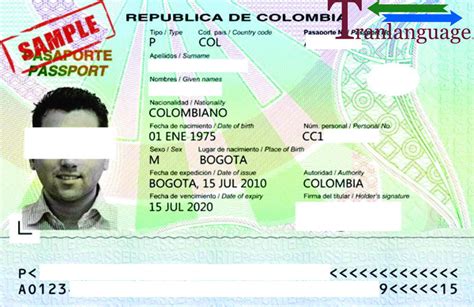 Passport Colombia Tranlanguage Certified Translations