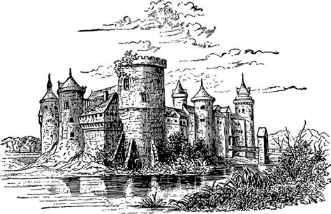 Easy How To Draw A Castle Tutorial And Castle Coloring Page
