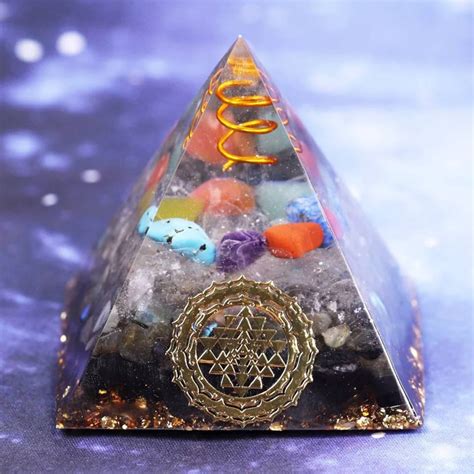 Powerful Orgonite Seven Chakra Crystal Pyramid Sri Yantra Etsy