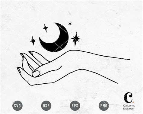 Mystical Hand Holding Moon Svg Caluya Design