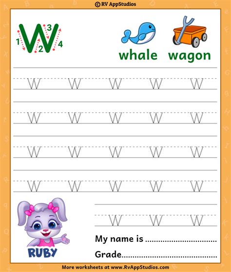 Letter W Tracing Worksheets Worksheets For Kindergarten