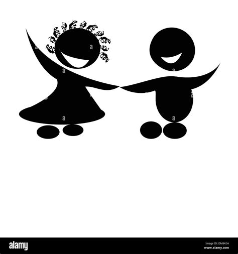 Children Holding Handsisolated Vector Silhouettes Stock Vector Image