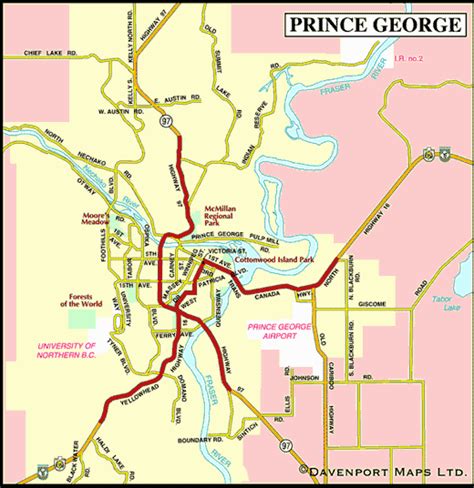 Map Of Prince George Northern Bc British Columbia Travel And