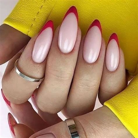 17 Gorgeous Red Nail Design Ideas Red Tip Nails Christmas Nails Acrylic French Nail Designs