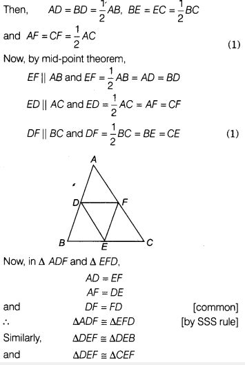 D E And F Are Respectively The Mid Points Of The Sides AB BC And CA Of