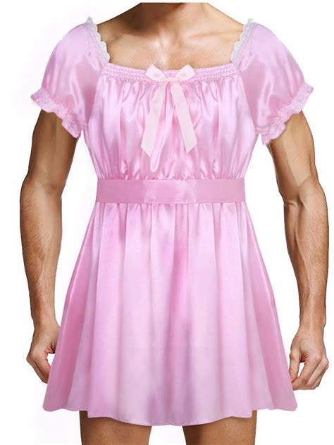 Sissy Sexy Men Satin Frilly Crossdressing Dress Lingerie Set Nightwear Underwear Ebay