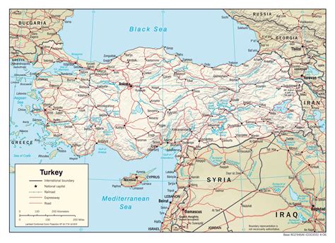 Large Detailed Political Map Of Turkey With Relief Roads Railroads