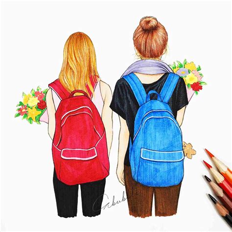 Best Friend Drawings With Colour Explore Lamevamaletas Photos On