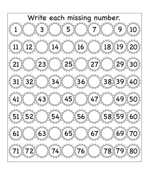 Missing Numbers Worksheet 1 50