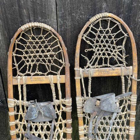 Vintage Pair Of Old Tubbs Wooden Snowshoes No A 10 X36 Wallingford