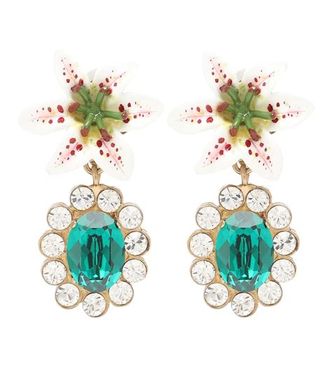 Embellished Floral Clip On Earrings Dolce And Gabbana Mytheresa
