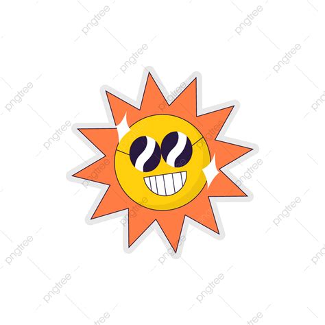 Ilustração Do Sol Dos Desenhos Animados Png Adesivo Retro Sol