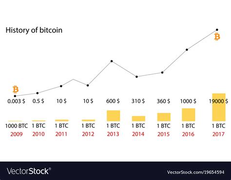 This year was crucial for the history of bitcoin, and not just because it was everything changed in 2010, on february 6th, when the bitcoin market become a historical first. Bitcoin price history infographics of changes Vector Image