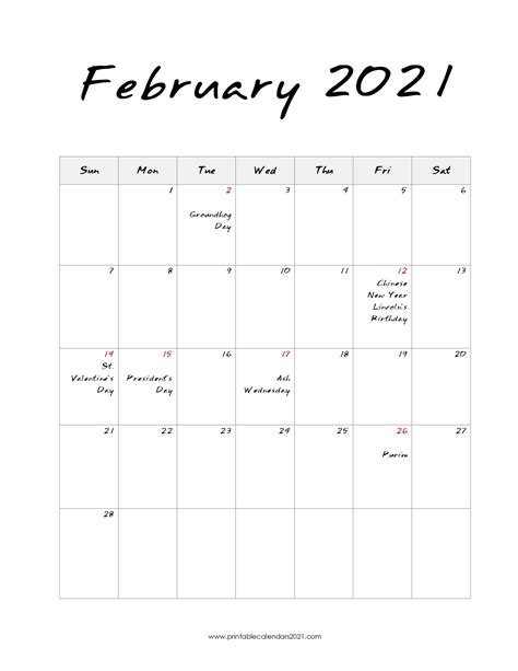 The yearly 2021 calendar images below were made for you to use as clipart in brochures, reports, documents, and printed calendars. 65+ Free February 2021 Calendar Printable with Holidays ...