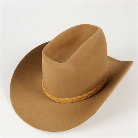 Stetson 4x Beaver Fur Felt Western Hat In Camel With Braided And