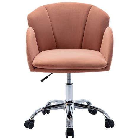 Desk Chair For Girls Pink Velvet Home Office Chair On Wheels Modern Ergonomic Chair