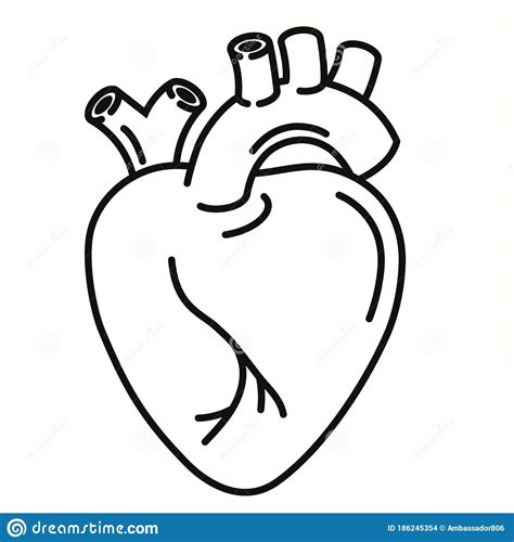Human Heart Organ Outline Icon Linear Style Sign Heart Line Art