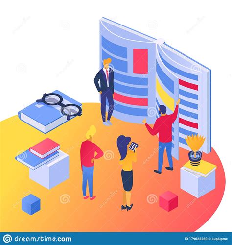 Download Isometric People In Book Library Vector Illustration ...