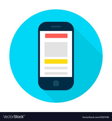 Mobile Phone Landing Page Flat Circle Icon Vector Image