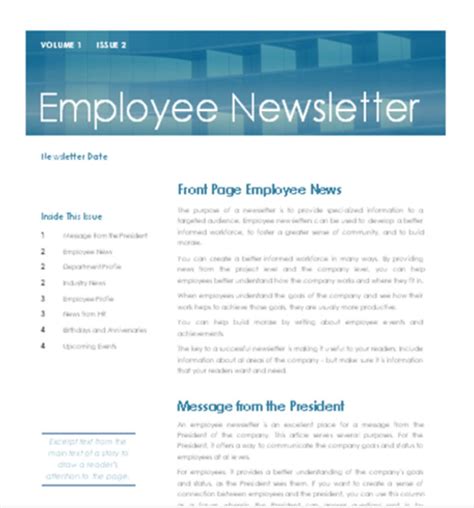 Free Employee Newsletter Templates Word