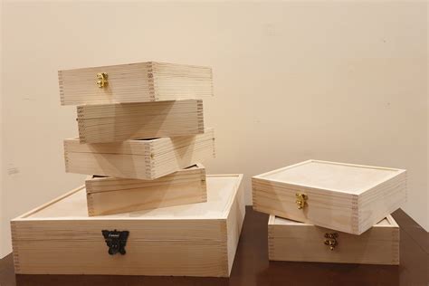Unfinished Large Wooden Box With Hinged Lid Wood Storage Box Etsy