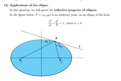 Solved 4 Applications Of The Ellipse In This Question We