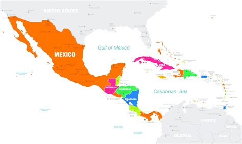 Political Map Of Mexico Central America And The Caribbean Map Of World