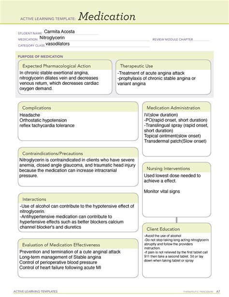 Active Learning Template Medication Active Learning Templates Images