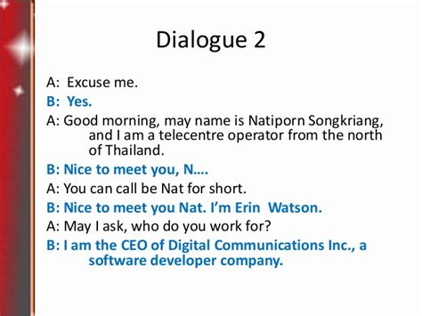How to introduce dialogue in essay. Contoh Dialog Introduce Myself - Gratis Omah