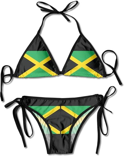 Smartgood Womens Bikini Sets 4 Jamaican Flag Swimwear Halter Push Up Beachwear Swimsuit Triangle