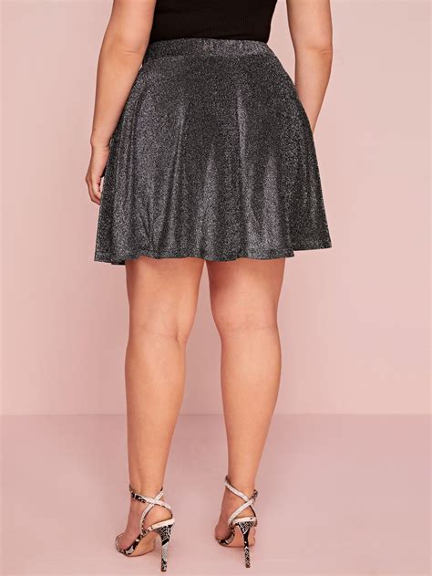 Plus Elastic Waist Glitter Flare Skirt Sponsored Ad Waistelastic