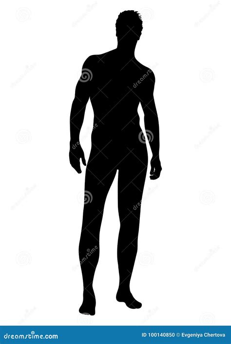 Naked Man Vector Silhouette Contour Human Outline Portrait Muscular