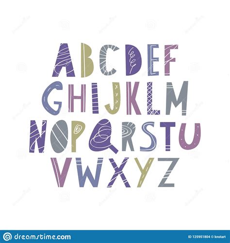 Vector Hand Drawn Cut Out Color Font Letters Set Stock