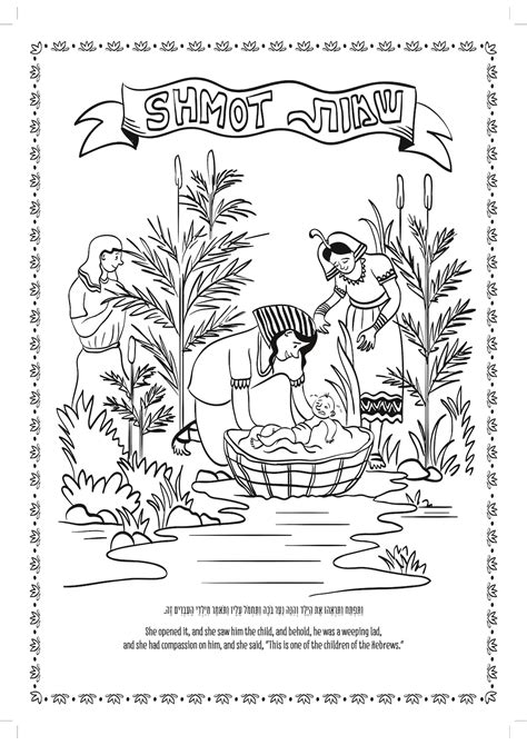 Shmot Parsha Coloring Page Adult Coloring Page Kid Etsy