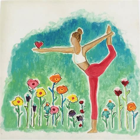 Yoga Art Yoga Pose Whimsical Yoga Art Whimsical Flowers Yoga Girl