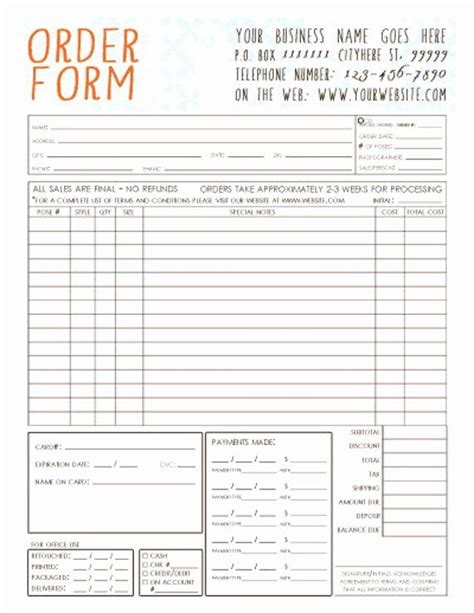 Pre Order Form Template Free Awesome General Graphy Order Form Template
