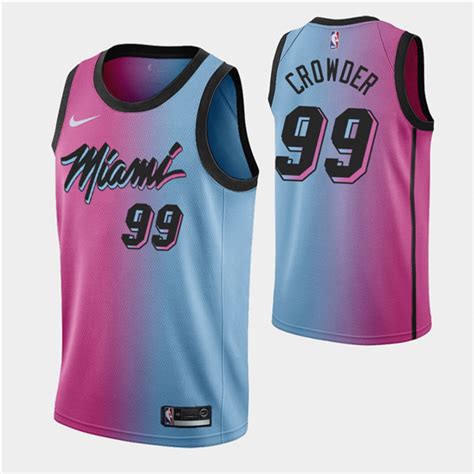 Shop for miami heat jerseys in miami heat team shop. Men's Miami Heat #99 Jae Crowder 2021 Blue/Pink City Edition Vice Stitched NBA Jersey [NBA_Miami ...