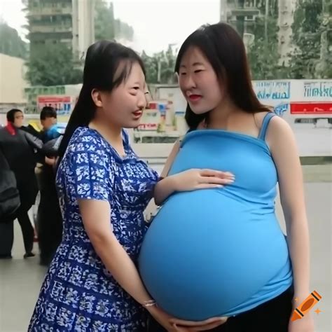 photo of two heavily pregnant women on craiyon