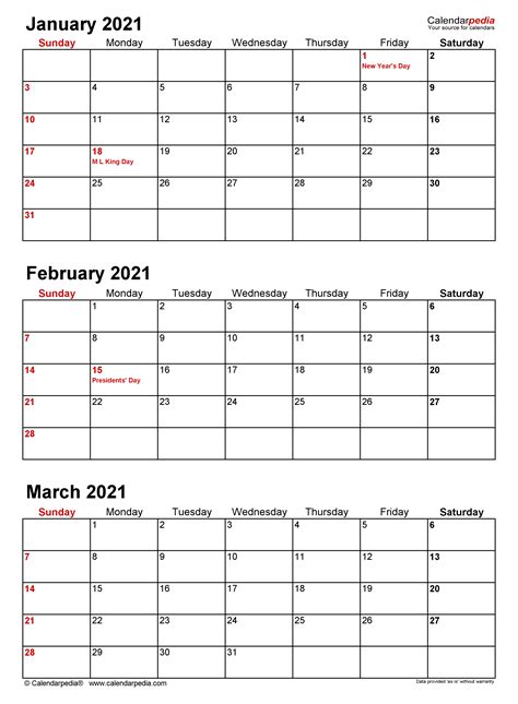 Quarterly Calendars 2021 Free Printable Excel Templates