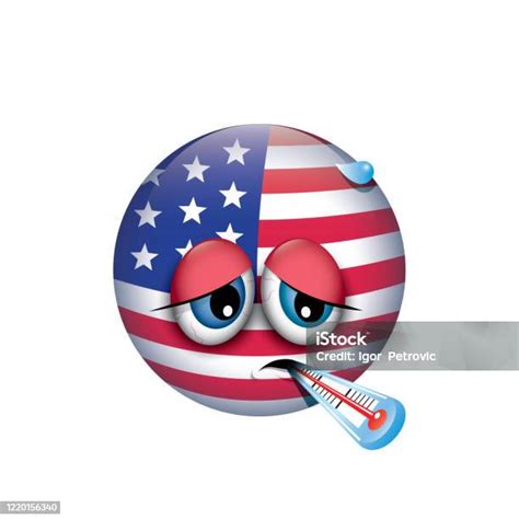 Emoji Usa Émoticône Malade Avec Thermomètre Illustration Vectorielle