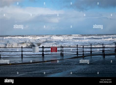 Danger From Heavy Seas And Crashing Waves In Winter Storm Scarborough