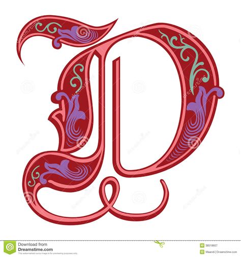 Garnished Gothic Style Font Letter D Gothic Alphabet Vintage