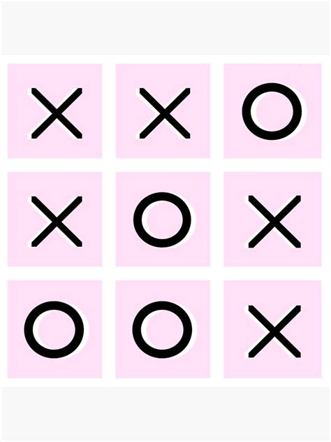 Tic Tac Toe Draw Xs And Os Hugs And Kisses Grid Pwb Pink White And Black Simple Art