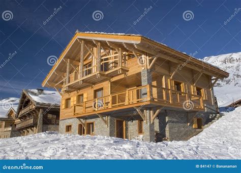 French Wooden Chalet Stock Image Image Of French Snowboarding 84147