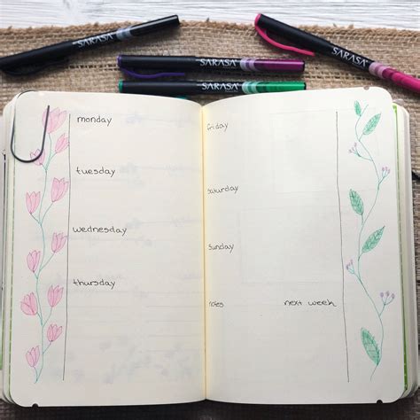 Weekly Layout Bullet Journal Layout Simple Doodles Journal Layout