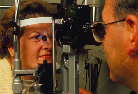 Ophthalmoscope Examination Of A Woman Eyes Stock Image M