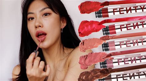 New Fenty Beauty Icon Velvet Liquid Lipstick Swatches Demo Youtube